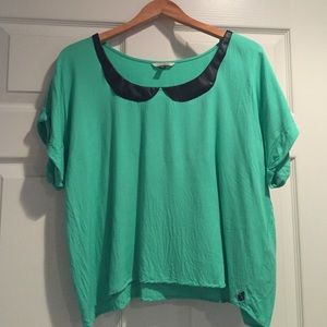 Mint Oversized Tee with Black leather collar