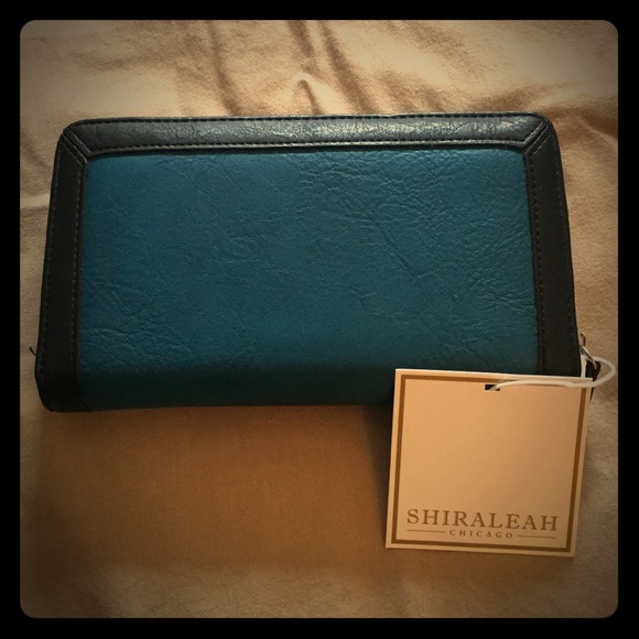 Shiraleah Vegan teal and black wallet
