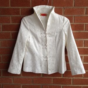 Embossed Asian blazer/top, ivory, fully lined XL