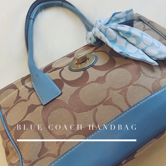 Tan & Blue Coach Handbag