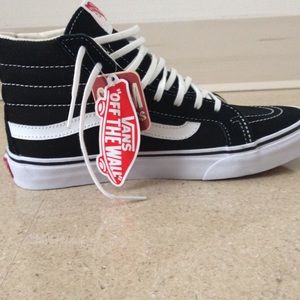 NEW Vans SK8-HI Slim Black/True White