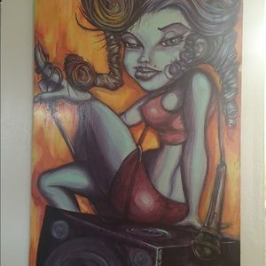 Hip-Hop Lady on boom box