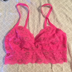 Pink Victoria's Secret lace bralette.