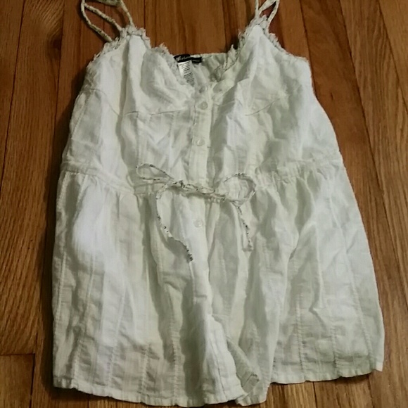 Cute white draw string spaghetti strap shirt - Picture 1 of 1