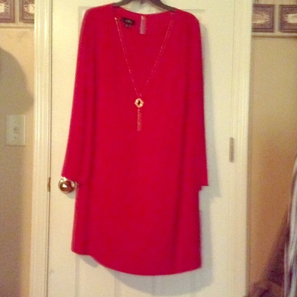Red dress with attached necklace