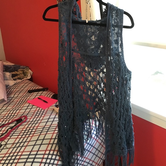 Free people blue cover up sweater