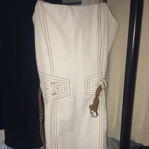 Cache white with leather straps dress