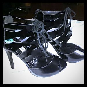 Laced up black sexy heels