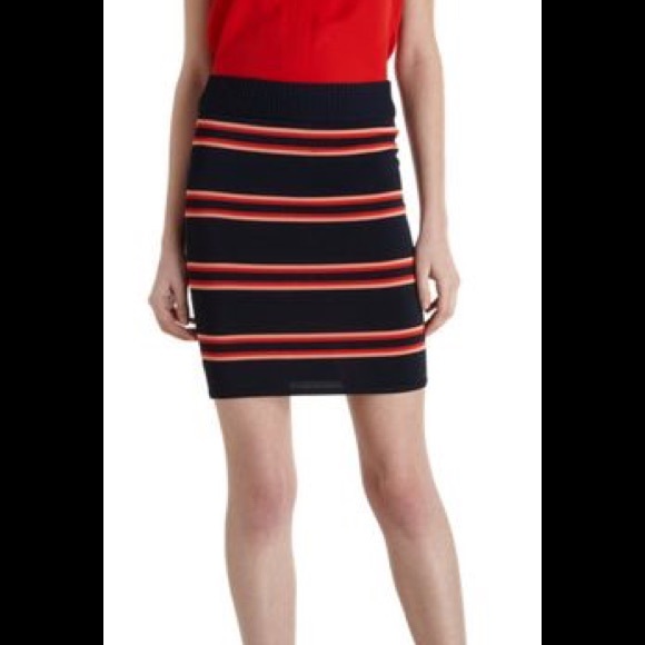 A.L.C Navy Striped Mini Skirt