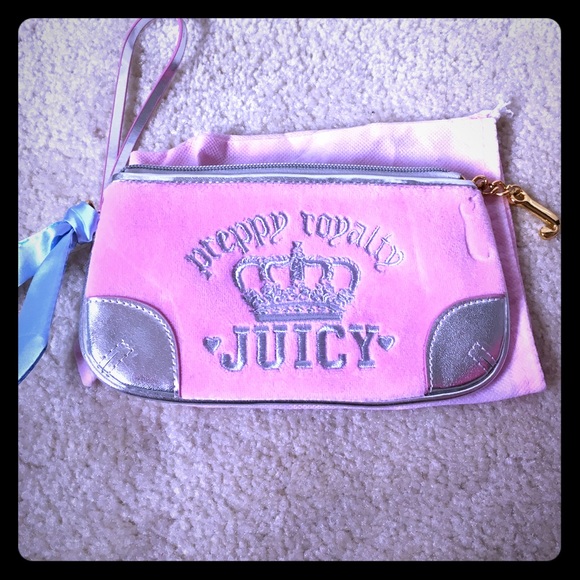 Pink and silver wristlet