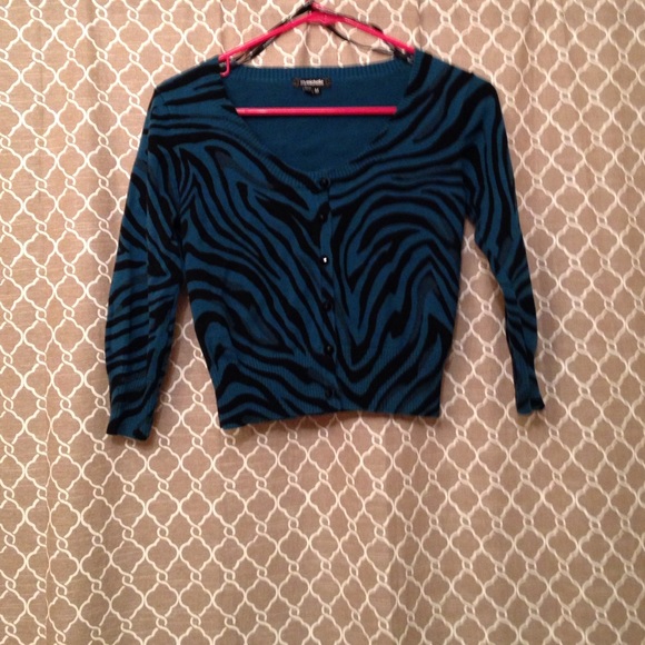 Blue and black zebra cardigan