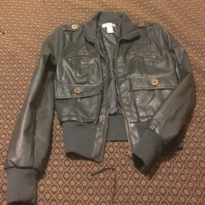 Paris blue vegan leather jacket