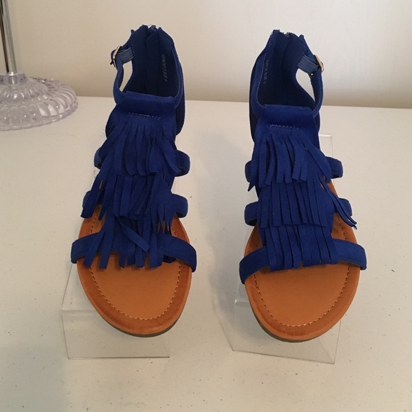 Shoes - Royal Blue sandal With Fringe