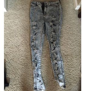 High waist distressed acid wash jeans sz 11