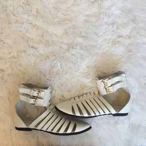 White Zip Up Sandals