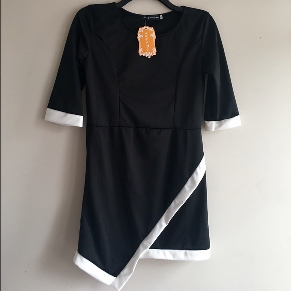 Asymmetrical Black and White Dress