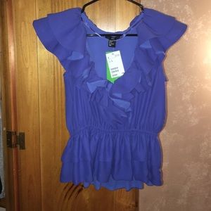 H&M Periwinkle Ruffle V-Neck
