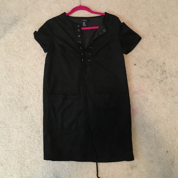 Black felt tie up dress