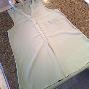 Olive Green Flowy Tank Top Blouse