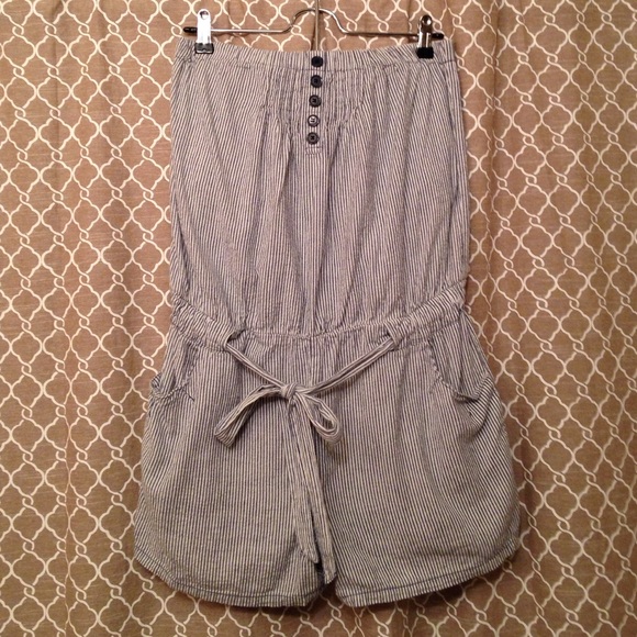 Blue and white striped romper!