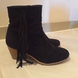 Black Fringe Booties