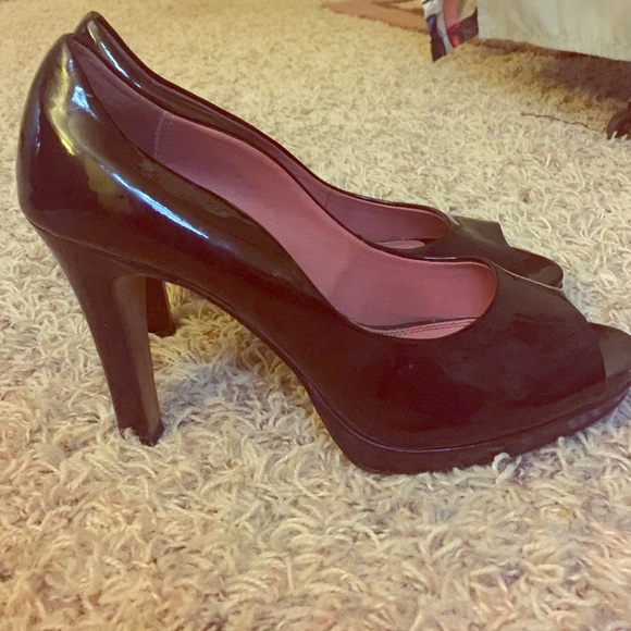 Black vinyl Tahari heels