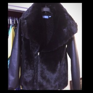 Vera wang leather/fur jacket