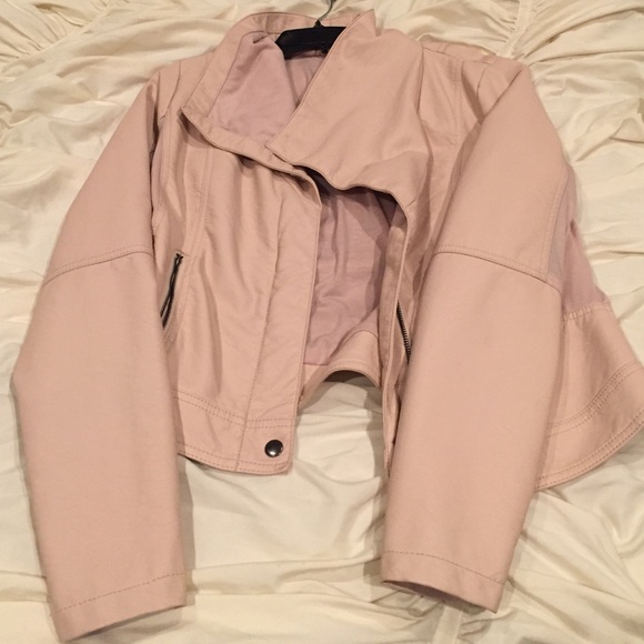 Pink / tan leather / cloth jacket