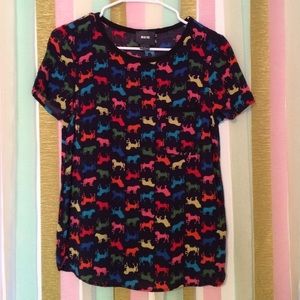 Anthro/MaEve navy animal print top