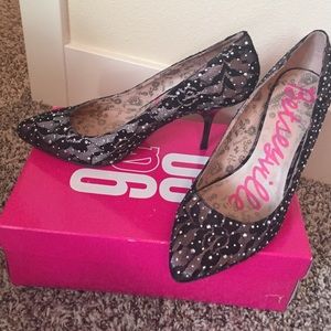 FLASH SALE!! Black and pink lace Betseyville heels