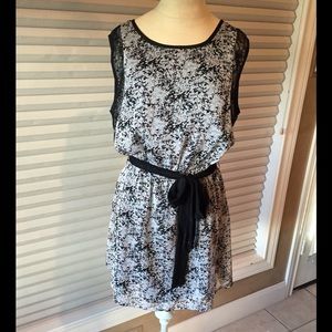 MM Couture pink, grey,white&black belted dress