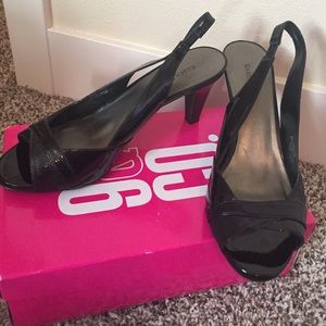 FLASH SALE!!! Black open-toe sling-back heels