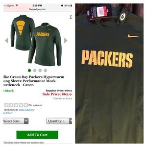 Mens GreenBay Packers Long Sleeve Shirt