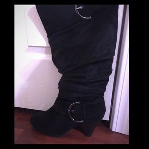 Black suede boots size 10