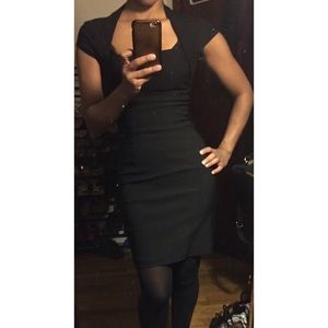 Petite Black Open Back Dress