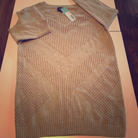 Chevron pointelle knit sweater