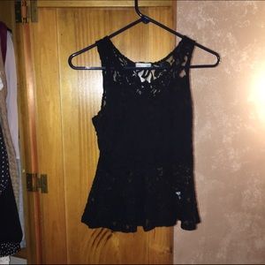 Black Lace Peplum Top
