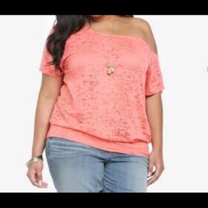 TORRID Off the shoulder coral top