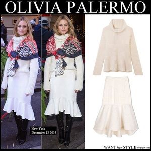 Tibi CLOQUE Midi skirt in antique cream color