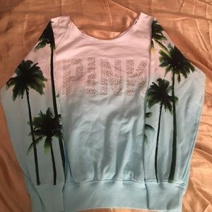 VS PINK offshoulder slouchy tropical crew