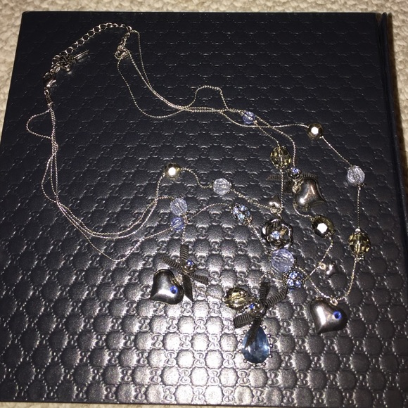 Betsy Johnson layer necklace beads heart flowers