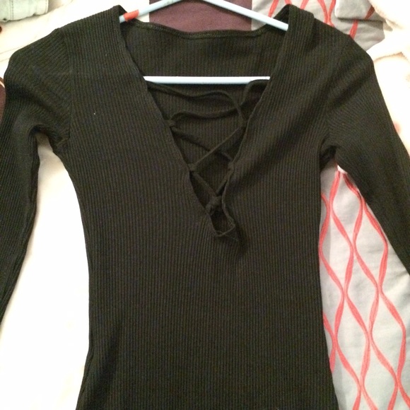 Lace up long sleeve bodysuit