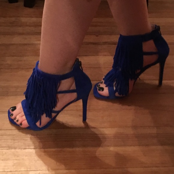 Electric blue suede shoes