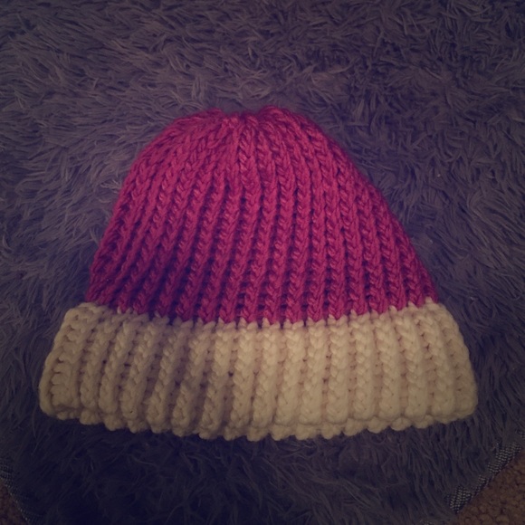 Pink and Cream Knit Hat