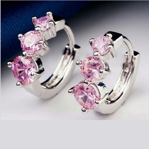 Jewelry - Pink Topaz Huggies