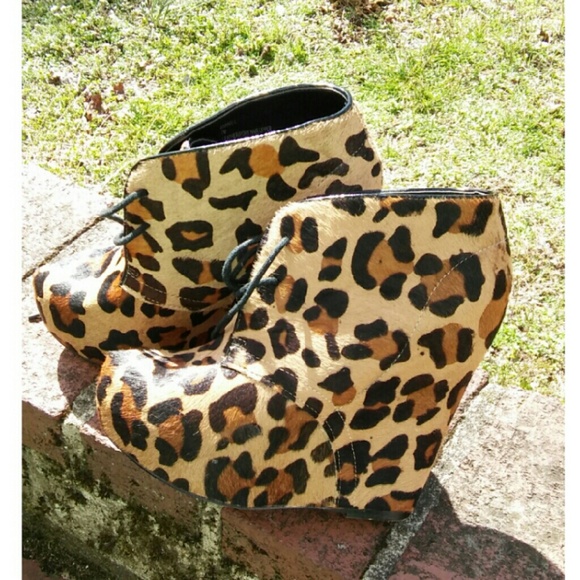 Animal Print Wedge Booties