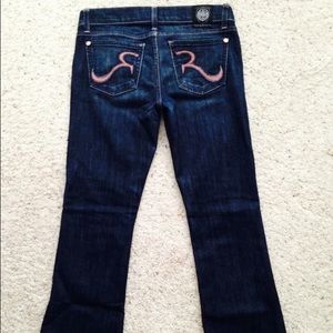 Dark wash, pink stitch Rock & Republic jeans