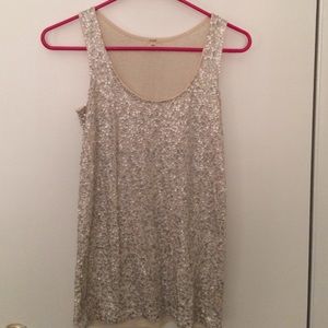 Jcrew tank top cream with silver/pewter sequins