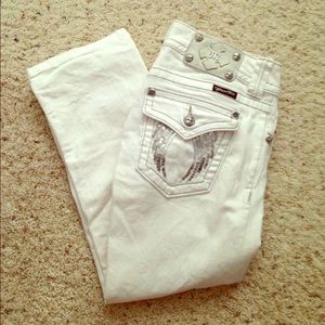 White Miss Me bootcut jeans