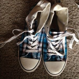 High top blue and brown converse